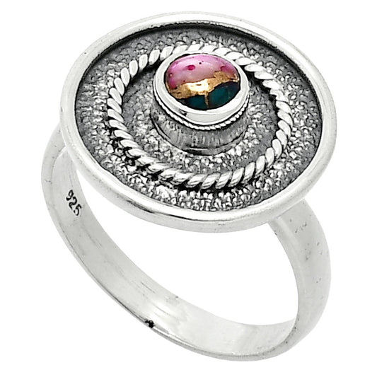 Kingman Pink Dahlia Turquoise Ring size-8 R-1439 SDR244352