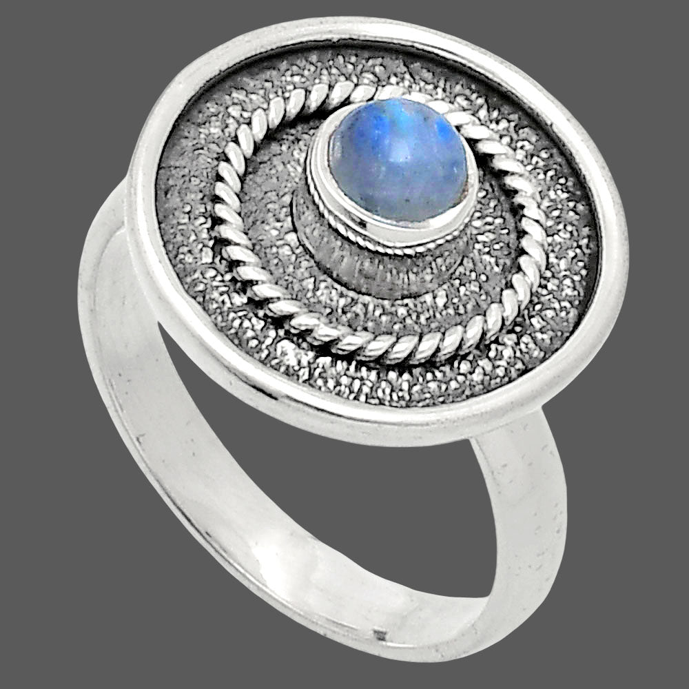 Natural Rainbow Moonstone - India Ring size-8 R-1439 SDR244392