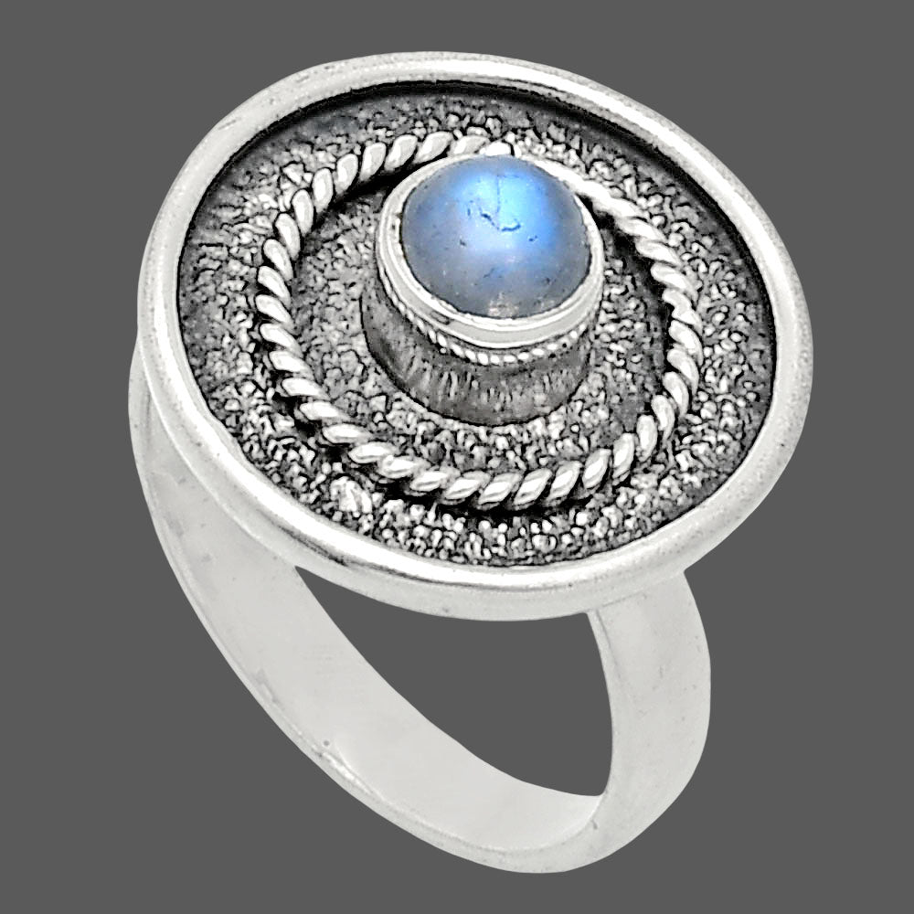 Natural Rainbow Moonstone - India Ring size-6 R-1439 SDR244395