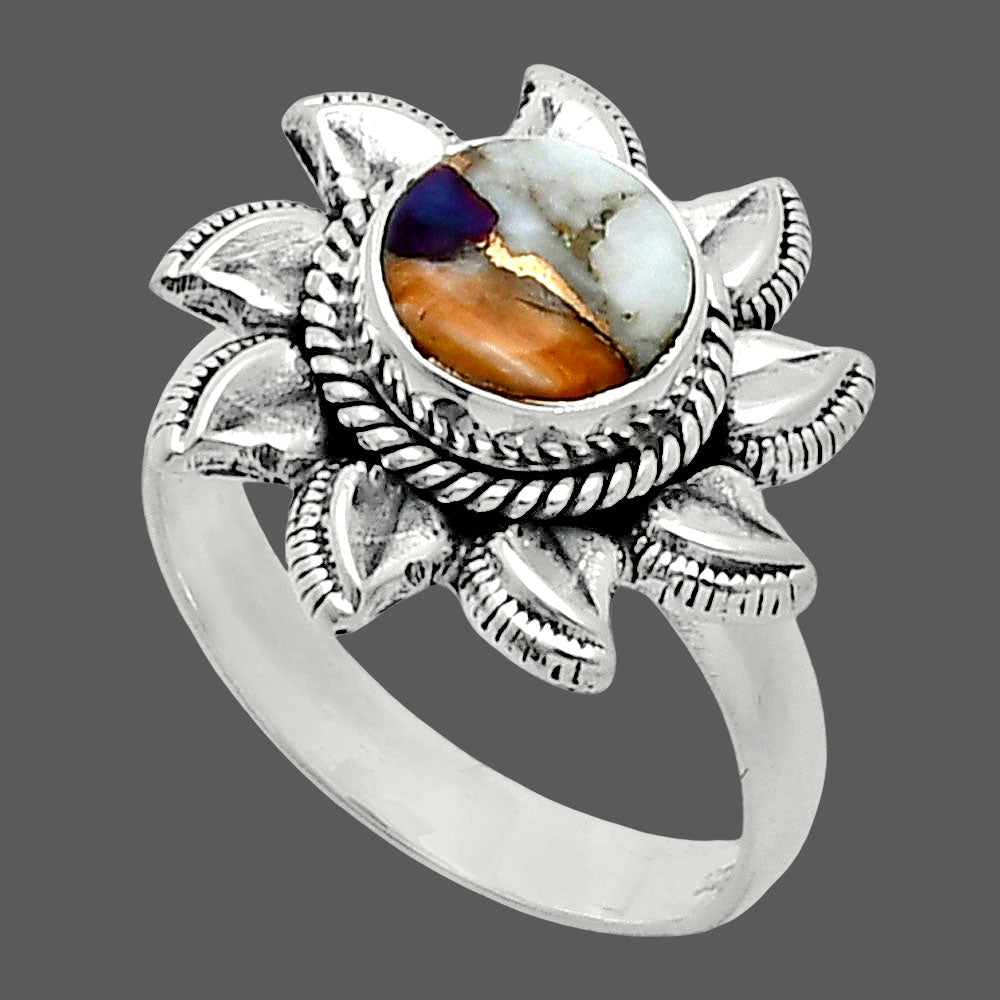 Sun - Natural Spiny Oyster Turquoise Ring size-6 R-1617 SDR244748