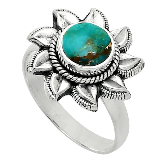 Sun Kingman Copper Teal Turquoise Ring size-7.5 R-1617 SDR244752