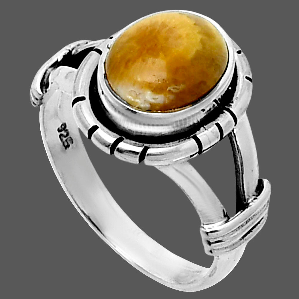 Natural Flower Fossil Coral Ring size-6 R-1533 SDR244959