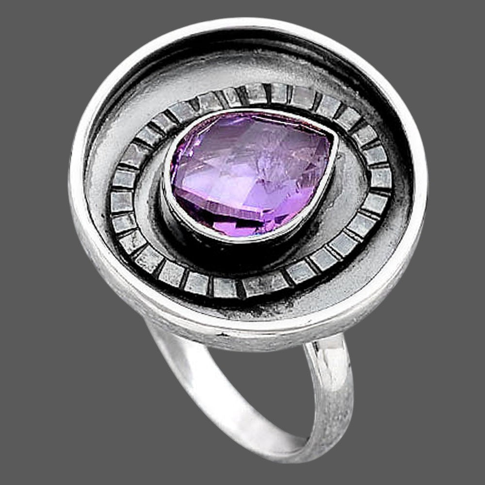 Faceted Natural Amethyst Ring size-8 R-1080 SDR245570