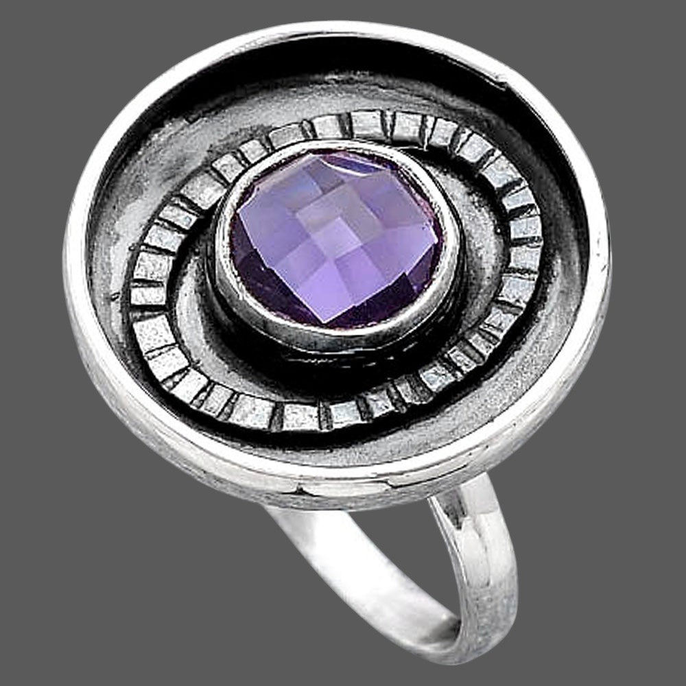 Faceted Natural Amethyst Ring size-8 R-1080 SDR245571