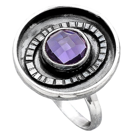 Faceted Natural Amethyst Ring size-8 R-1080 SDR245571
