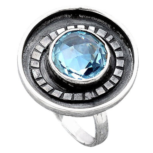 Faceted Natural Sky Blue Topaz Ring size-8 R-1080 SDR245576