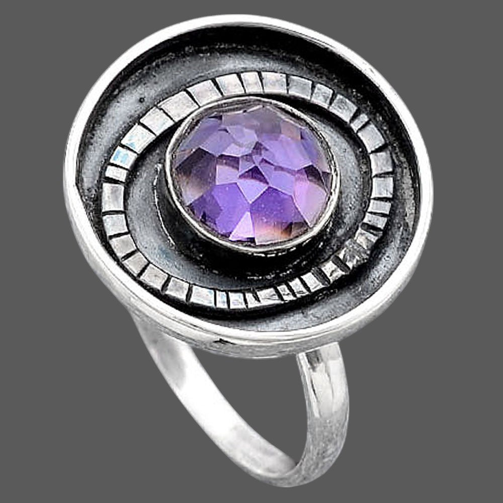 Faceted Natural Amethyst Ring size-8 R-1080 SDR245583