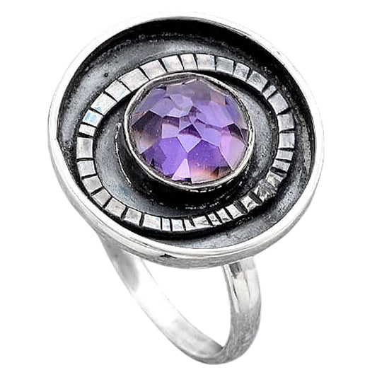 Faceted Natural Amethyst Ring size-8 R-1080 SDR245583