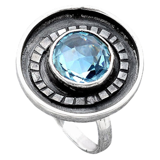 Faceted Natural Sky Blue Topaz Ring size-7 R-1080 SDR245614