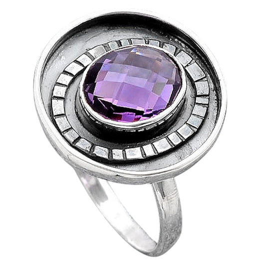 Faceted Natural Amethyst Ring size-7 R-1080 SDR245617
