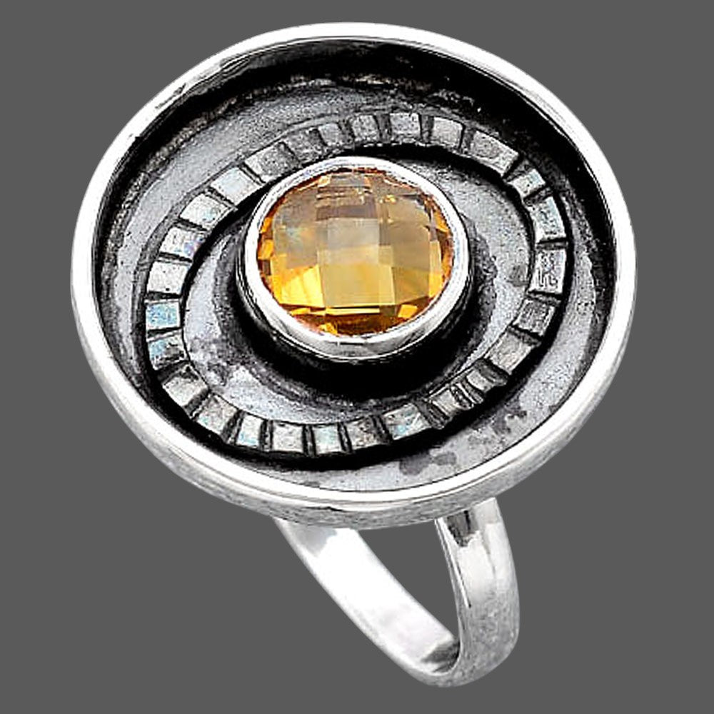 Faceted Natural Citrine Ring size-7 R-1080 SDR245629