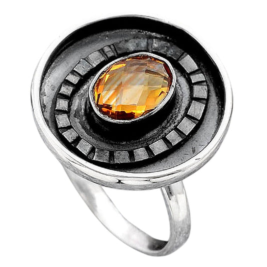Faceted Natural Citrine Ring size-8 R-1080 SDR245631
