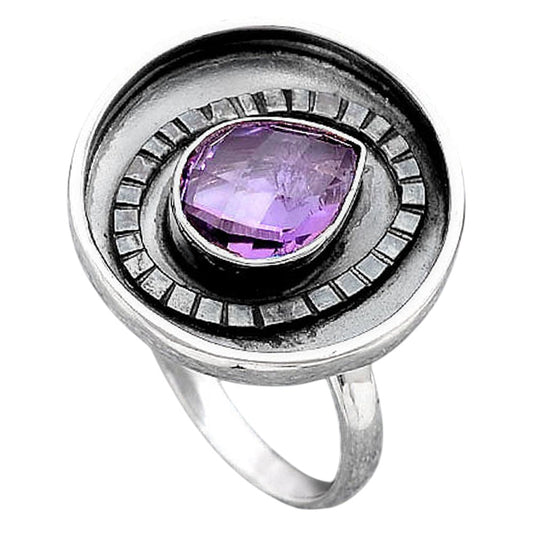 Faceted Natural Amethyst Ring size-7 R-1080 SDR245655