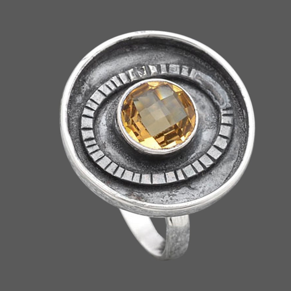 Faceted Natural Citrine Ring size-7 R-1080 SDR245664