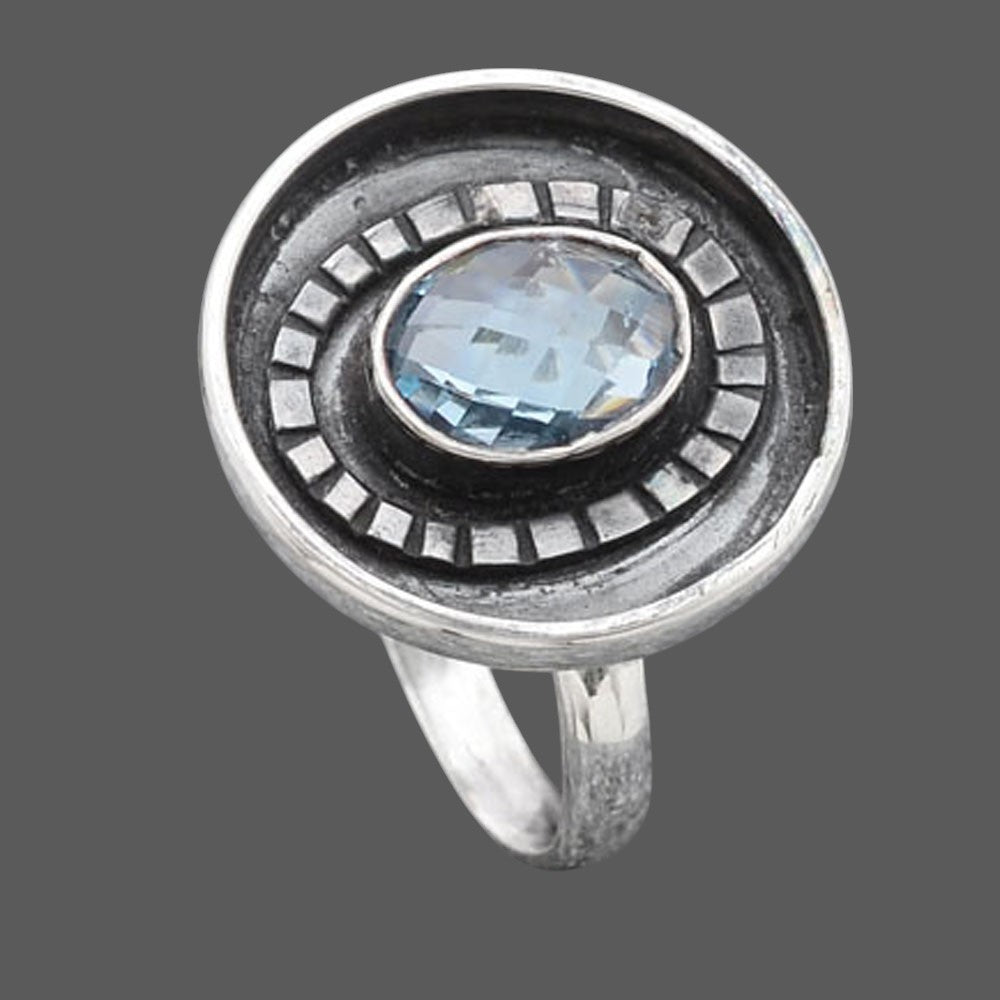 Faceted Natural Sky Blue Topaz Ring size-8 R-1080 SDR245668