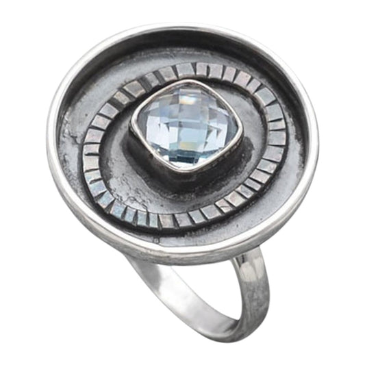 Faceted Natural Sky Blue Topaz Ring size-7 R-1080 SDR245675