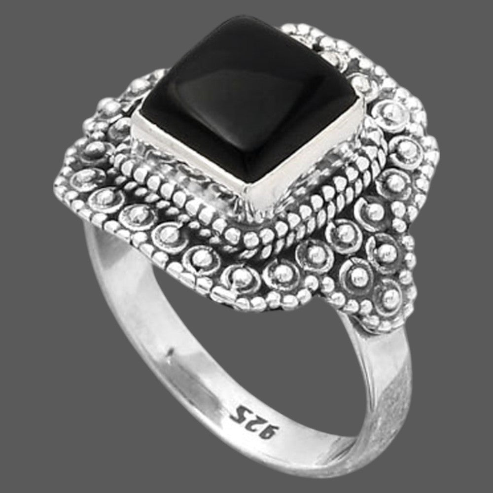 Natural Tektite Cab - Greek Ring size-8 R-1124 SDR245892