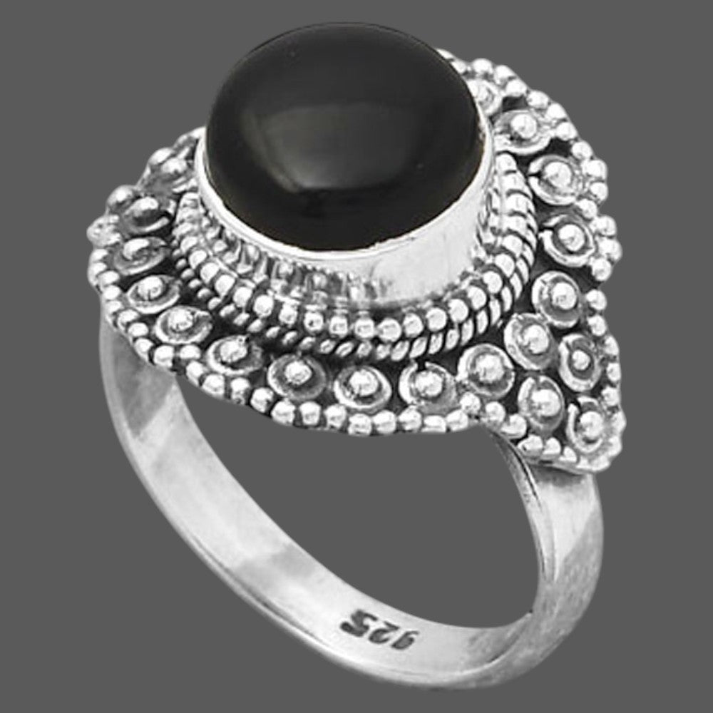 Natural Tektite Cab - Greek Ring size-7 R-1124 SDR245903