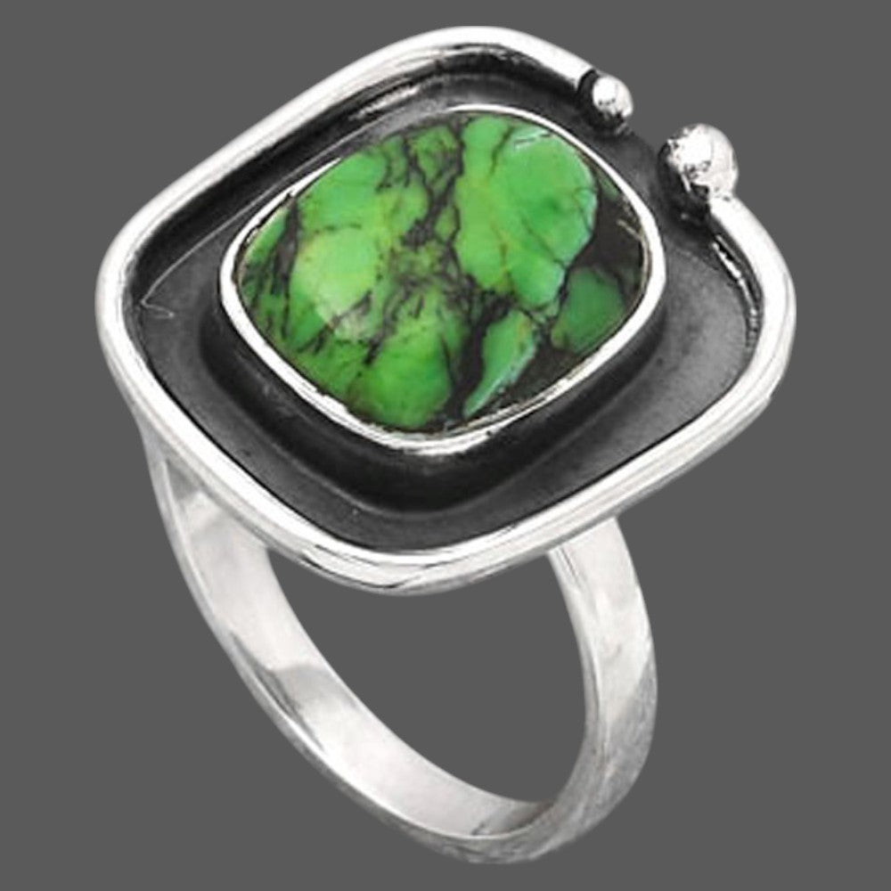 Natural Green Matrix Turquoise Ring size-7 R-1168 SDR245927