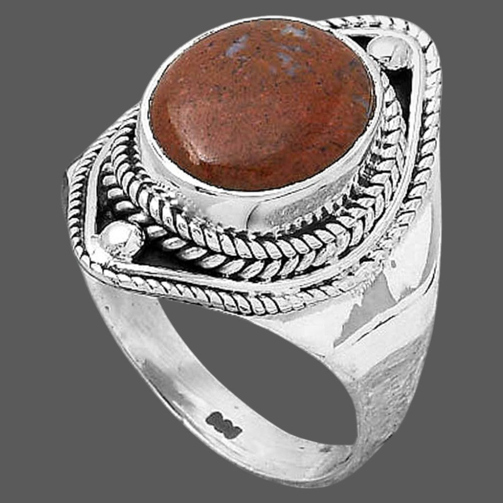 Natural Red Moss Agate Ring size-9 R-1258 SDR245945