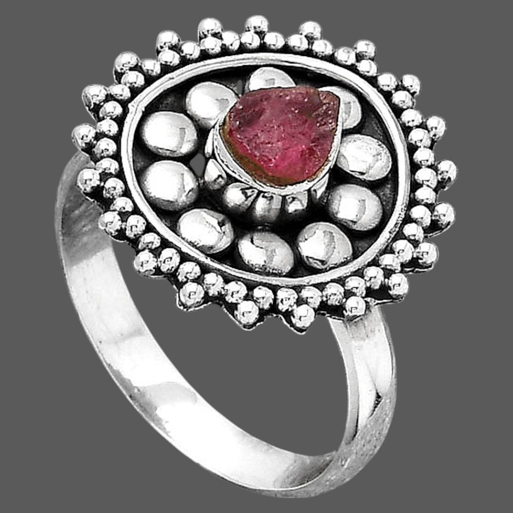 Natural Pink Tourmaline Rough Ring size-7 R-1273 SDR245995