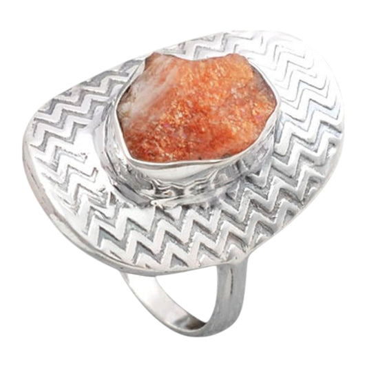 Natural Sunstone Rough Ring size-8 R-1376 SDR246011