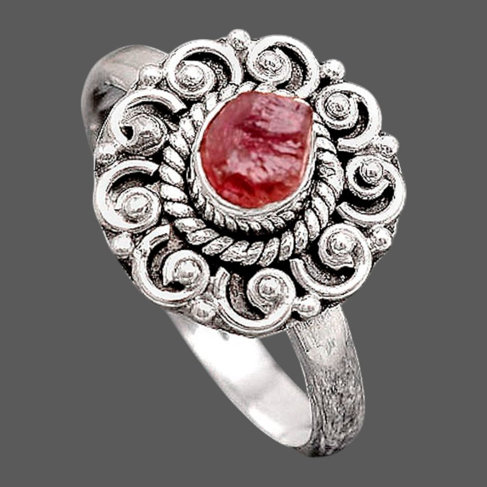 Natural Pink Tourmaline Rough Ring size-9 R-1563 SDR246199