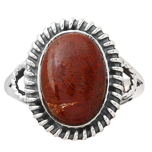Natural Red Moss Agate Ring size-8.5 R-1279 SDR246298