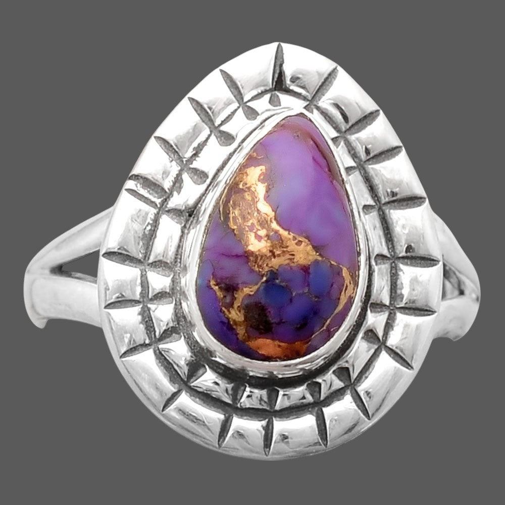 Copper Purple Turquoise - Arizona Ring size-7 R-1564 SDR246390