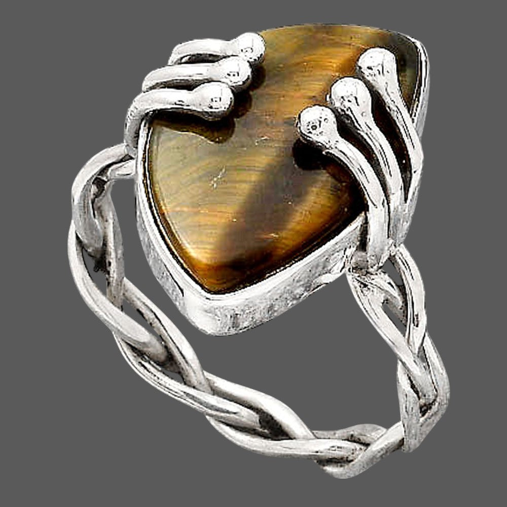 Natural Blue Tiger Eye Ring size-9 R-1553 SDR246424