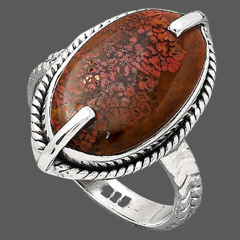 Natural Red Moss Agate Ring size-8 R-1635 SDR246528