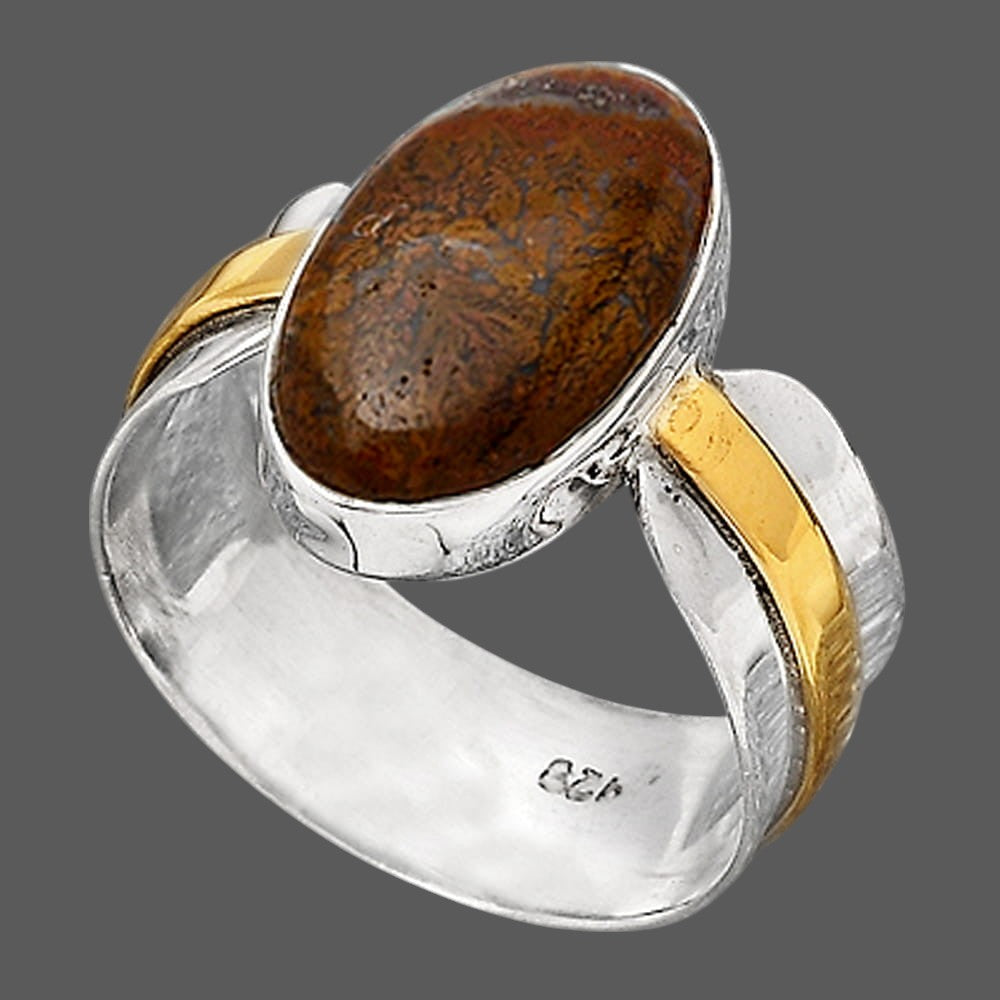 Two Tone - Natural Red Moss Agate Ring size-7.5 R-1519 SDR246664