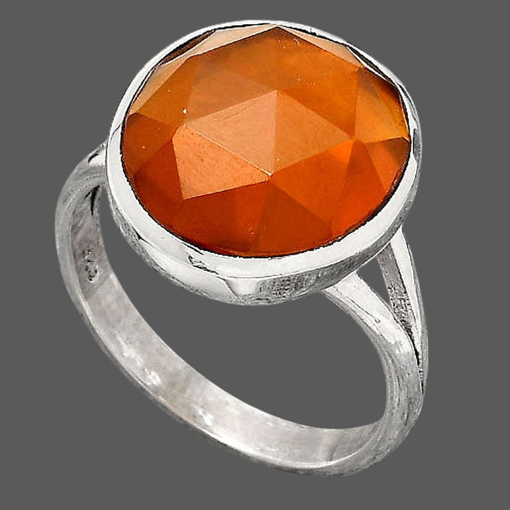 Faceted Lab Created Padparadscha Sapphire Ring size-8.5 R-1002 SDR246709