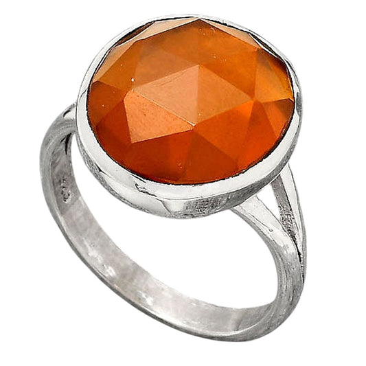Faceted Lab Created Padparadscha Sapphire Ring size-8.5 R-1002 SDR246709