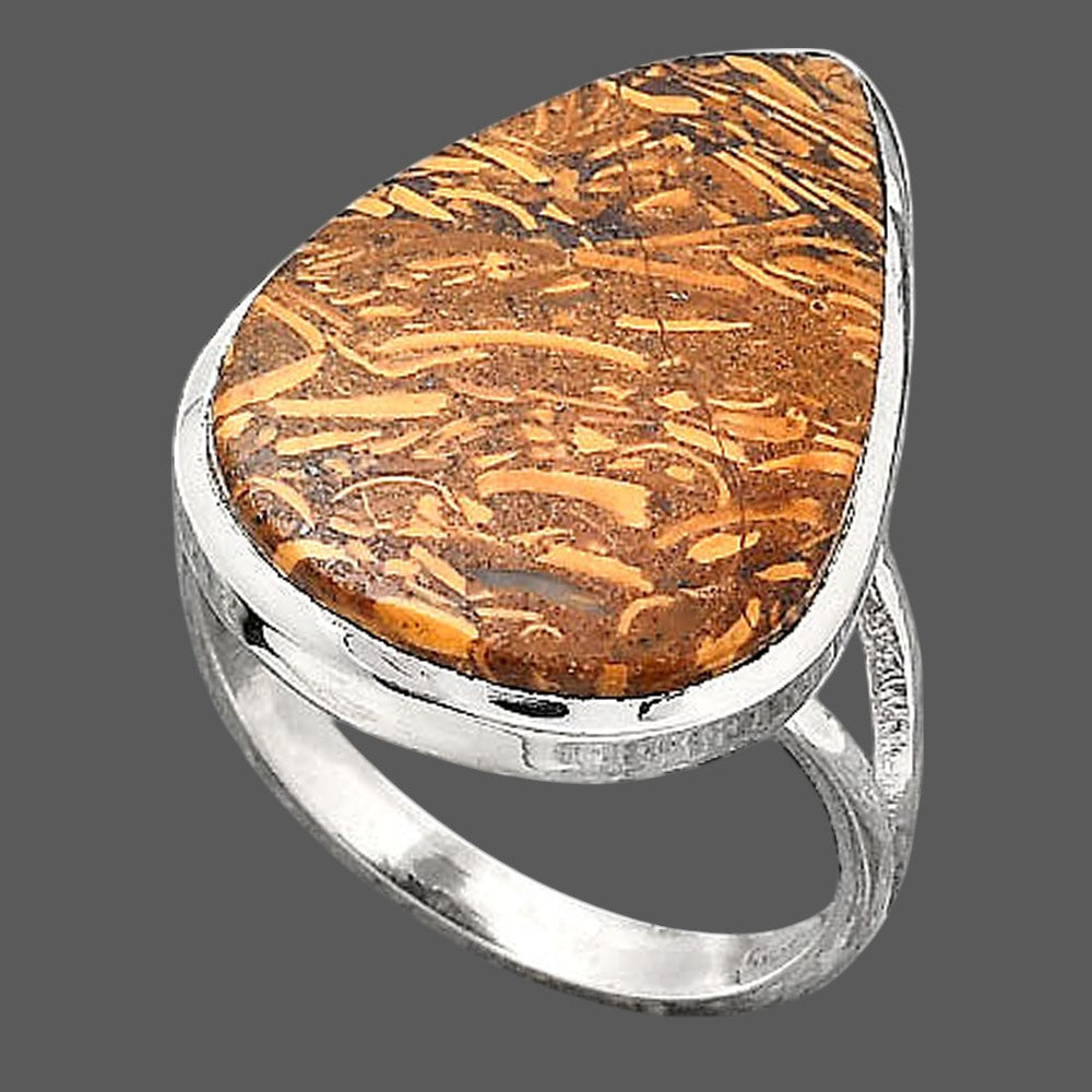 Coquina Fossil Jasper - India Ring size-8.5 R-1005 SDR246725