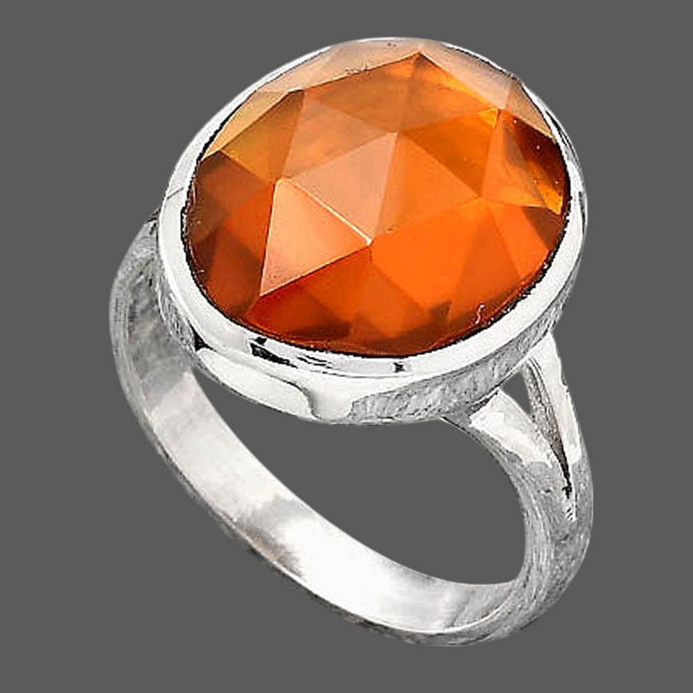 Faceted Lab Created Padparadscha Sapphire Ring size-7 R-1005 SDR246728