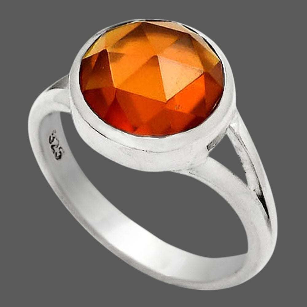 Faceted Lab Created Padparadscha Sapphire Ring size-7.5 R-1005 SDR246731