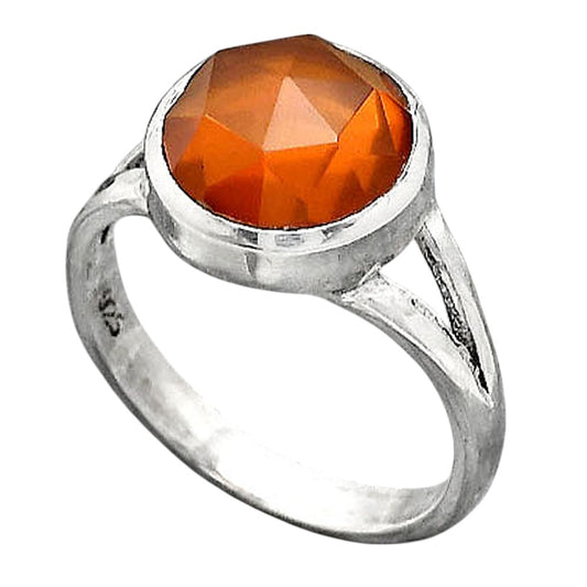 Faceted Lab Created Padparadscha Sapphire Ring size-7.5 R-1005 SDR246748