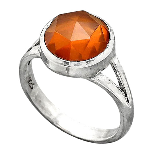 Faceted Lab Created Padparadscha Sapphire Ring size-7.5 R-1005 SDR246749
