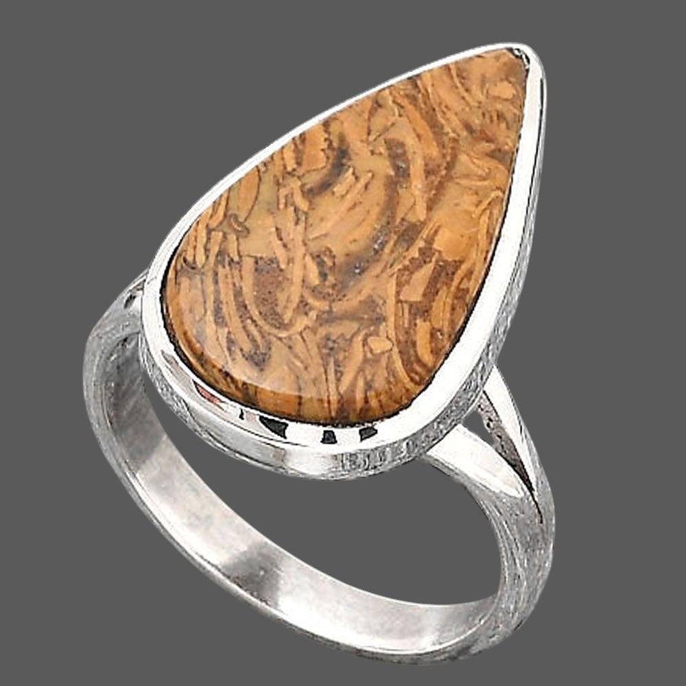 Natural Coquina Fossil Jasper India Ring size-7 R-1005 SDR246816