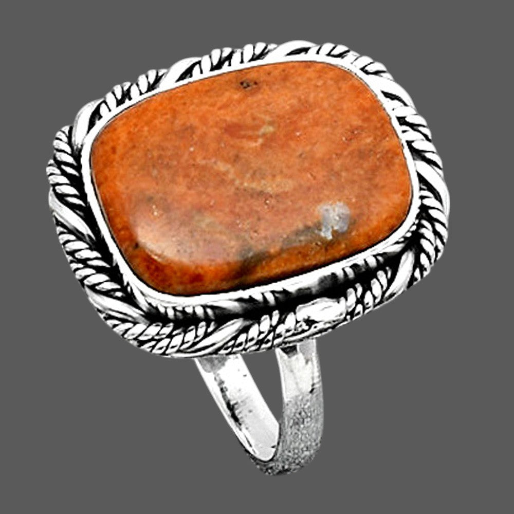 Natural Red Sponge Coral Ring size-8.5 R-1013 SDR246873