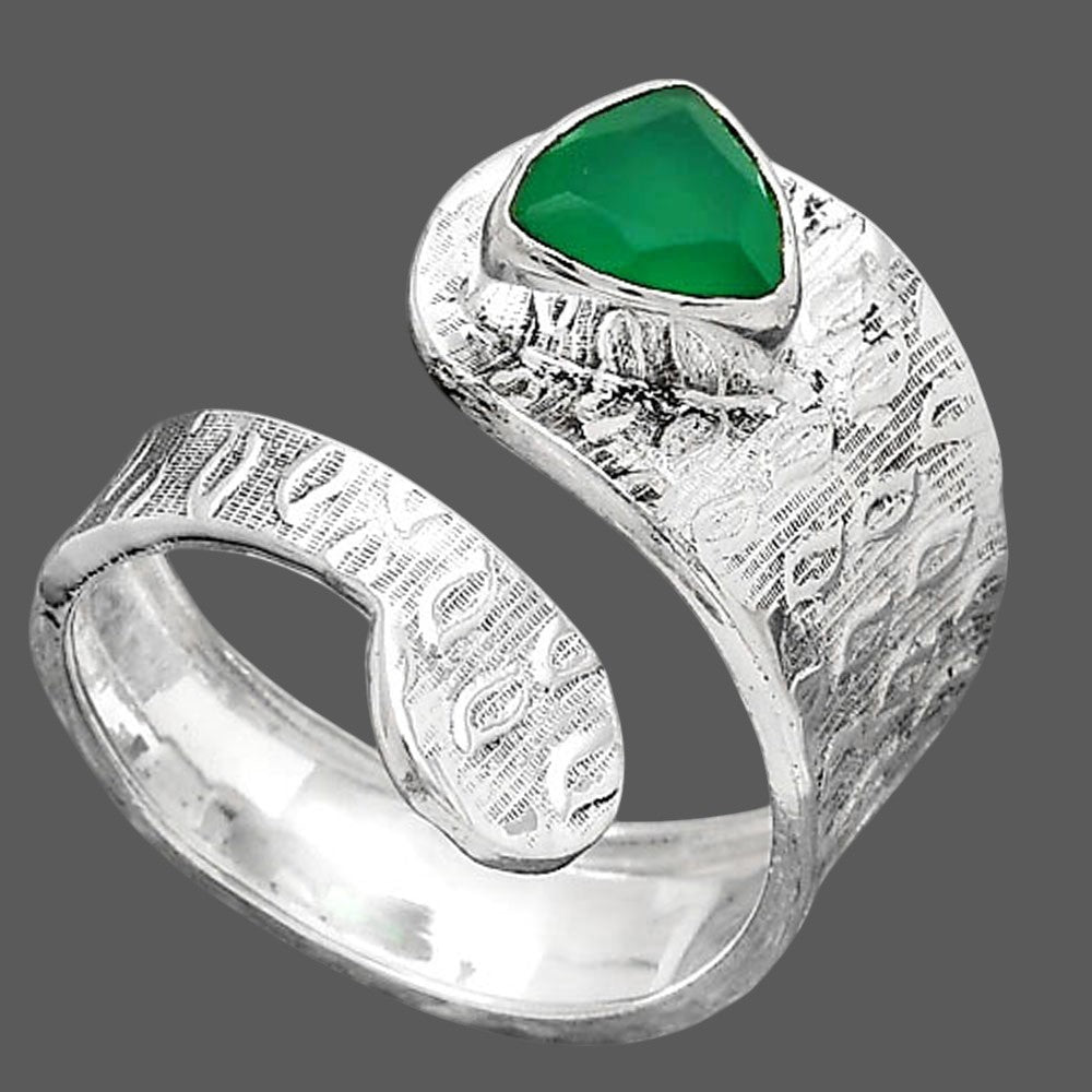 Adjustable - Natural Green Onyx Ring size-7 R-1374 SDR246909