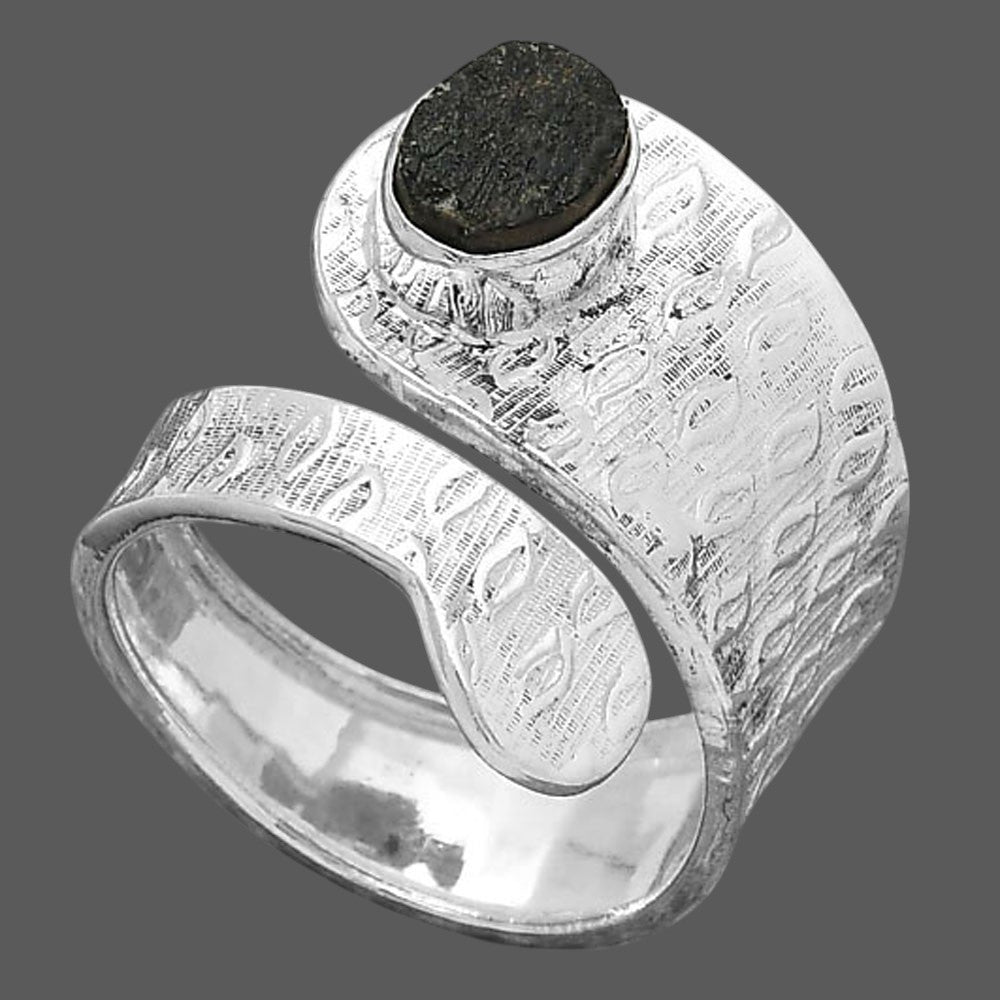 Adjustable - Tektite Rough - Greek Ring size-8.5 R-1374 SDR246911