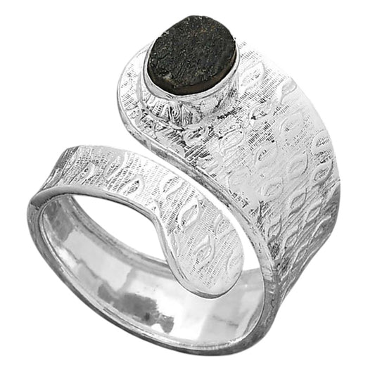 Adjustable - Tektite Rough - Greek Ring size-8.5 R-1374 SDR246911