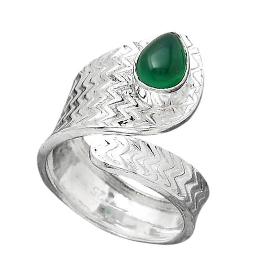 Adjustable - Natural Green Onyx Ring size-6 R-1374 SDR246941