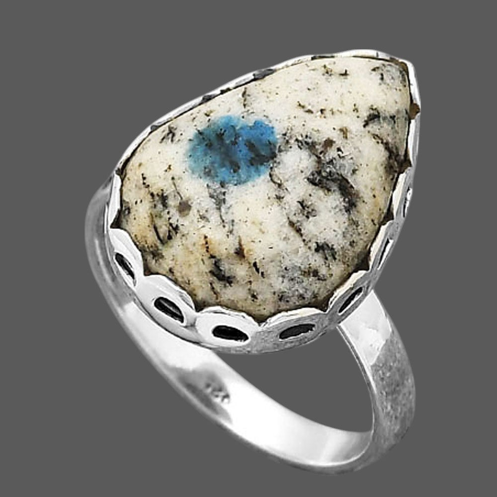 Natural K2 Blue Azurite In Quartz Ring size-7.5 R-1428 SDR246955
