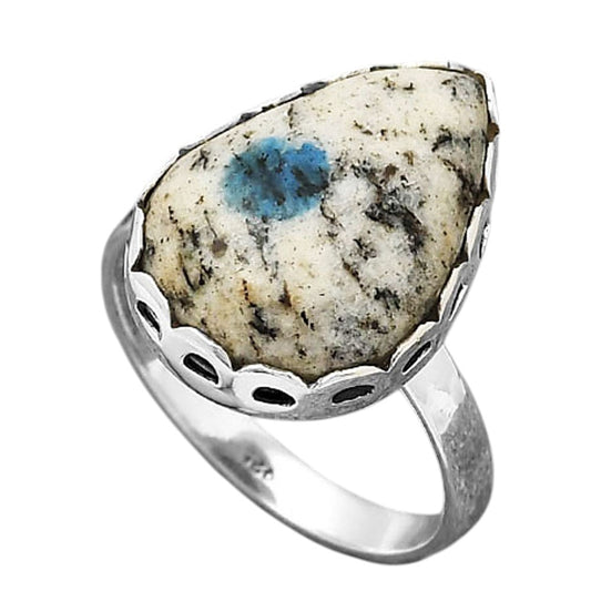Natural K2 Blue Azurite In Quartz Ring size-7.5 R-1428 SDR246955