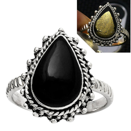 Natural Tektite Cab - Greek Ring size-8.5 R-1332 SDR247077