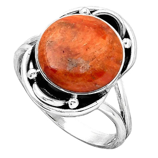Natural Red Sponge Coral Ring size-8.5 R-1187 SDR247275