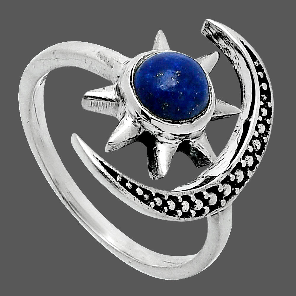 Star Moon Adjustable Lapis Lazuli Ring size-7.5 R-1015 SDR247320
